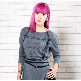 Портупея женская из натуральной кожи черного цвета FH-2-Black